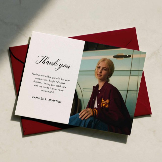 Class of 2026 Graduation Thank You Card Dankeskarte (Modern Minimalist Graduation Photo Thank you card)