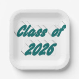 Class of 2026 green tyoography graduation  pappteller