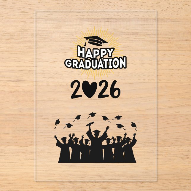Class of 2026 Happy Graduation - Minimalist  Acryleinladungen (Vorderseite)