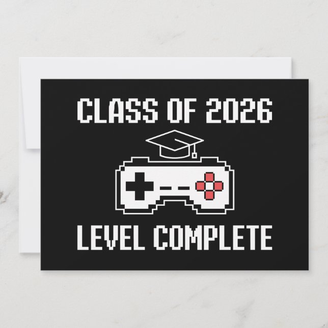 Class Of 2026 Level Complete Gaming Graduation Einladung (Vorderseite)