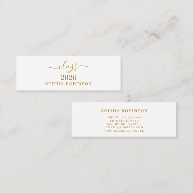 Class of 2026 Name Card Graduation Insert  Mini Visitenkarte (Vorne/Hinten)