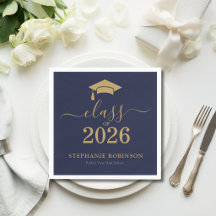 Class of 2026 Navy Blue Gold Graduation Party