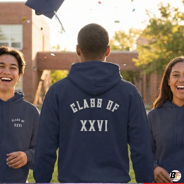 Class of 2026 Navy Embroidered Graduation  Hoodie (Von Creator hochgeladen)