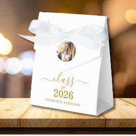 Class of 2026 Photo Elegant Gold Script Grad Geschenkschachtel