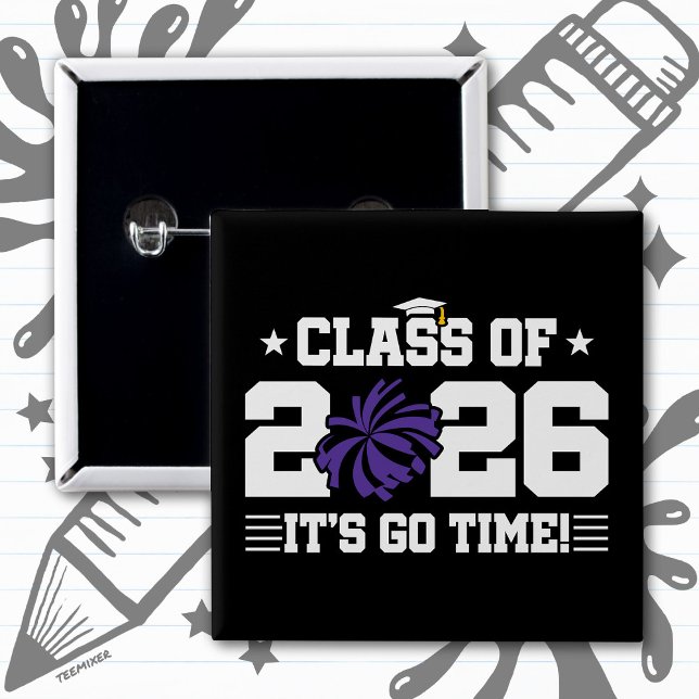 Class of 2026 Purple Cheer Graduation It’s Go Time Button (Von Creator hochgeladen)