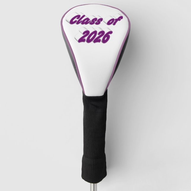 Class of 2026 purple typography graduation  golf headcover (Vorderseite)