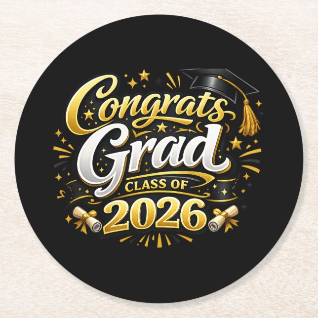 Class of 2026 runder pappuntersetzer (Vorderseite)