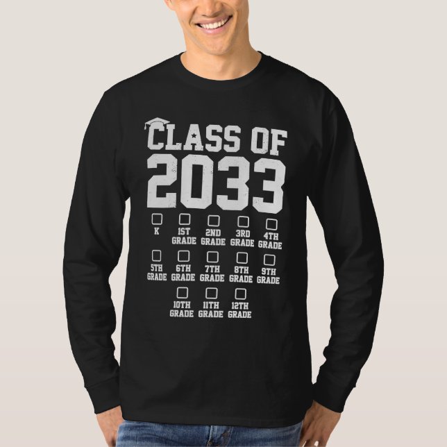 Class Of 2033 Grow With Me Check Mark First Day Of T-Shirt (Vorderseite)
