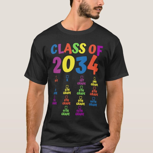 Class Of 2034 Grade Pre K Grow With Me Handprint P T-Shirt (Vorderseite)