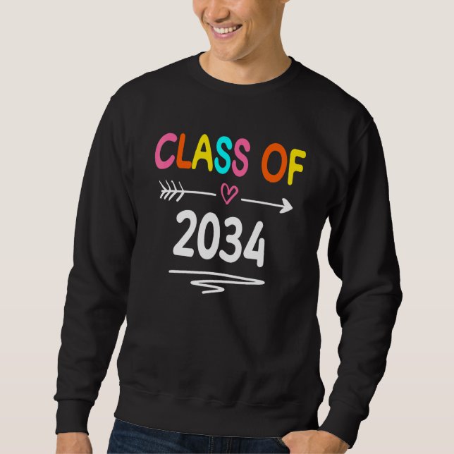 Class Of 2034 Grow With Me First Day Of School Gra Sweatshirt (Vorderseite)