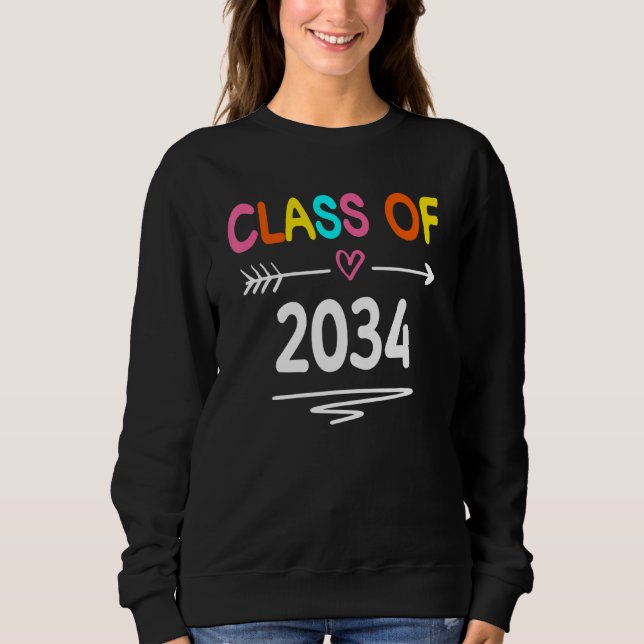 Class Of 2034 Grow With Me First Day Of School Gra Sweatshirt (Vorderseite)