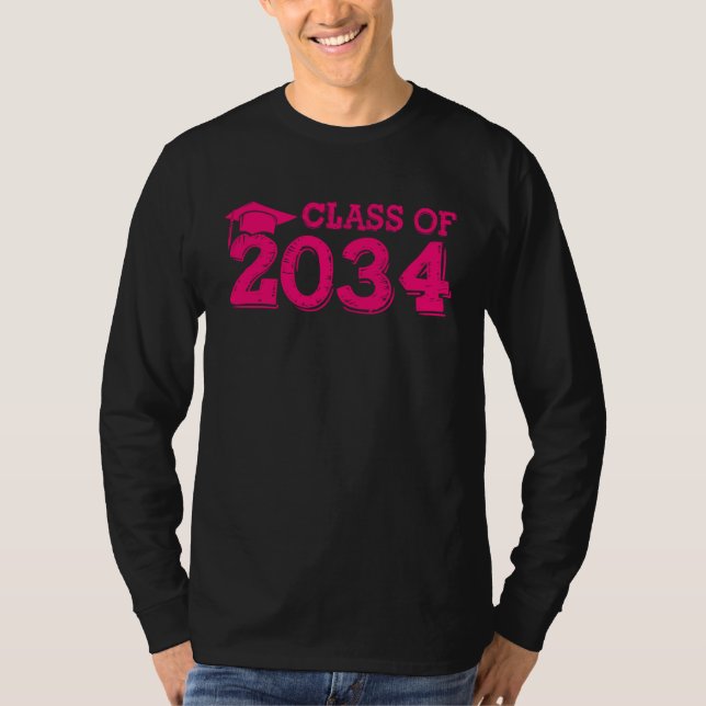 Class Of 2034 Grow With Me Handprints Space On Bac T-Shirt (Vorderseite)