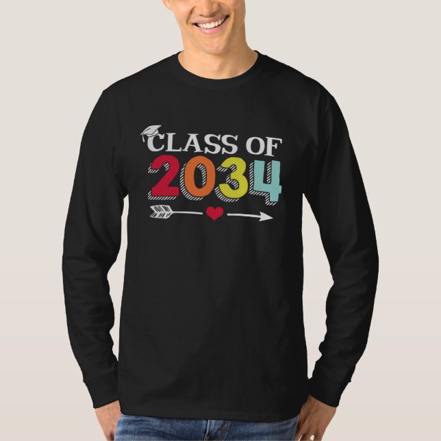Class Of 2034 Grow With Me Kindergarten K 12 Arrow T-Shirt (Vorderseite)