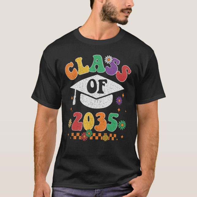 Class Of 2035 Grow With Me Pre K Graduate Groovy R T-Shirt (Vorderseite)