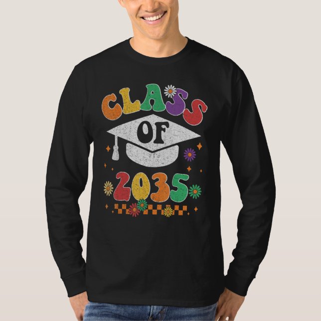 Class Of 2035 Grow With Me Pre K Graduate Groovy R T-Shirt (Vorderseite)