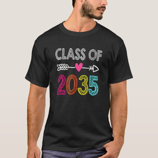 Class Of 2035 Kindergarten Pre K Grow With Me T-Shirt (Vorderseite)