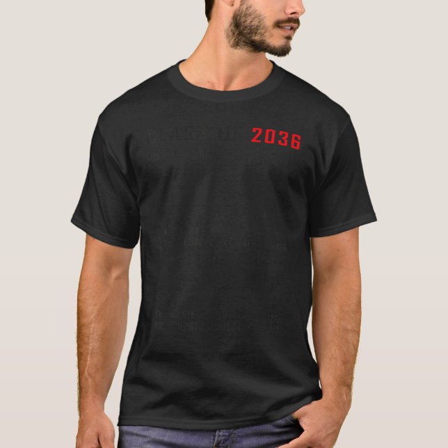 Class of 2036 Graduation First Day of School Grow  T-Shirt (Vorderseite)