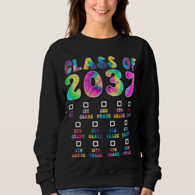 Class Of 2037 Graduate Preschool Kindergarten Tie  Sweatshirt (Vorderseite)