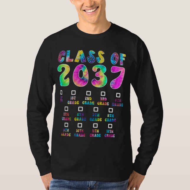 Class Of 2037 Graduate Preschool Kindergarten Tie  T-Shirt (Vorderseite)