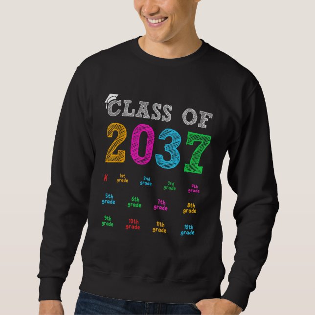 Class Of 2037 Grow With Me Handprint Kindergarten  Sweatshirt (Vorderseite)