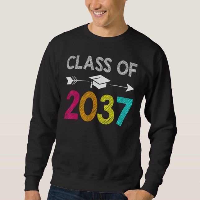 Class Of 2037 Grow With Me Kindergarten Graduation Sweatshirt (Vorderseite)