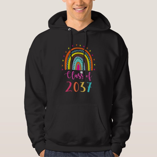 Class Of 2037 Kindergarten Graduate Graduation Rai Hoodie (Vorderseite)