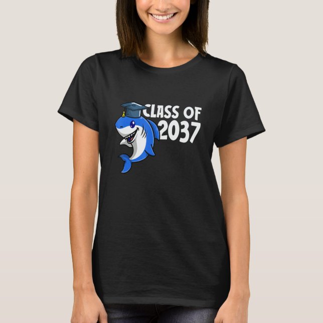 Class Of 2037 Shark Graduate Pre K Kindergarten Pr T-Shirt (Vorderseite)