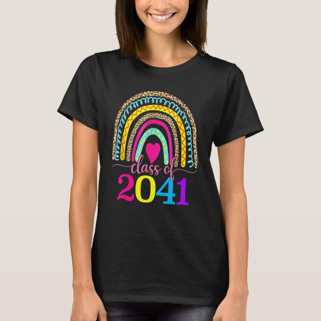 Class Of 2041 Grow With Me Graduation First Day Ra T-Shirt (Vorderseite)