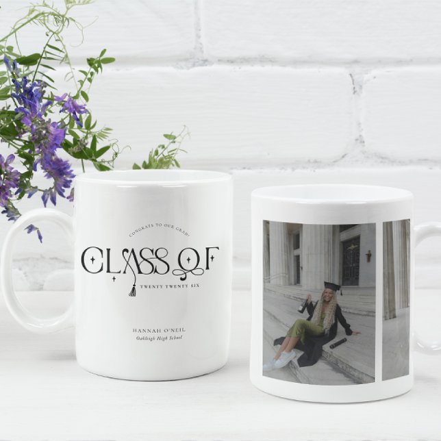 Class Of | Graduation Two Photo Coffee Mug Kaffeetasse (Von Creator hochgeladen)