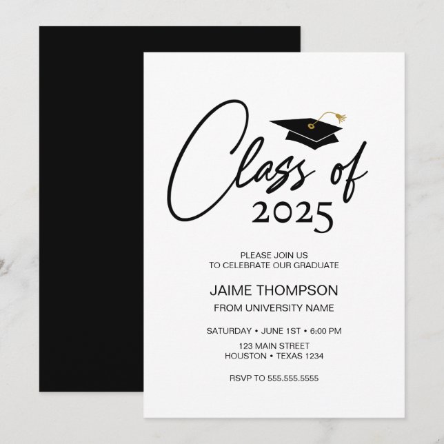 Class of Modern Graduation Invitation Einladung (Vorne/Hinten)