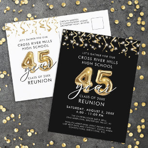 Class Wiedersehen 45 Year Black Gold Ballons laden Postkarte