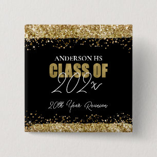 Class Wiedersehen Black and Gold Glitzer Button