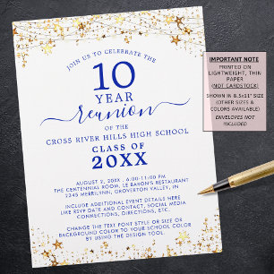 Class Wiedersehen Gold Stars Royal Blue Einladung Flyer