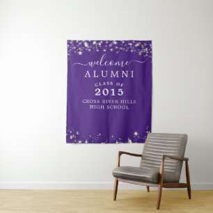 Class Wiedersehen Welcome Alumni Lila Silver Stars Wandteppich