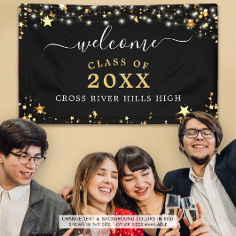 Class Wiedersehen Welcome Black Gold Stars Lights Banner