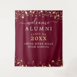 Class Wiedersehen Welcome Burgundy Gold Stars Conf Wandteppich