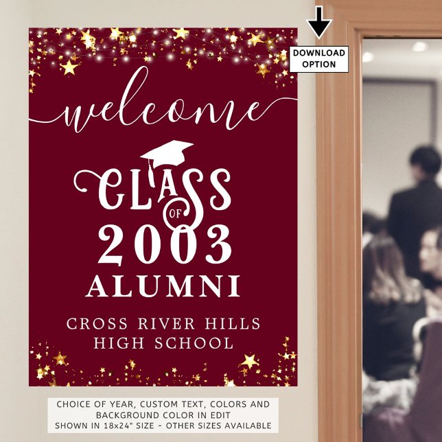 Class Wiedersehen Welcome Maroon Gold Stars Custom Poster (Von Creator hochgeladen)