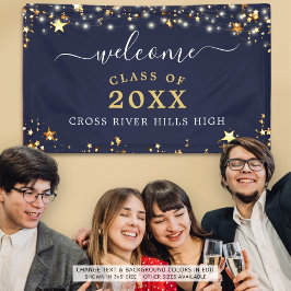 Class Wiedersehen Welcome Navy Gold Stars Confetti Banner