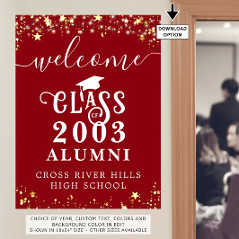 Class Wiedersehen Welcome Red Gold Stars Custom Poster