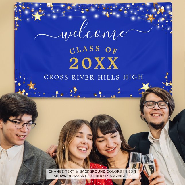 Class Wiedersehen Welcome Royal Blue Gold Stars Banner (Von Creator hochgeladen)