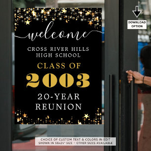 Class Wiedersehen Year Welcome Black Gold Stars Poster