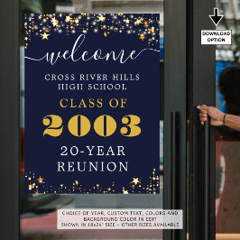 Class Wiedersehen Year Welcome Navy Blue Gold Star Poster