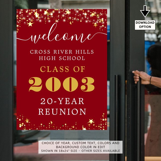 Class Wiedersehen Year Welcome Red Gold Stars Poster (Von Creator hochgeladen)