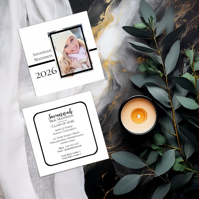 Class Year Graduation Insert Name | Photo Cards Telefonnummerkarte (Class Year Photo Graduation Insert Name Card)