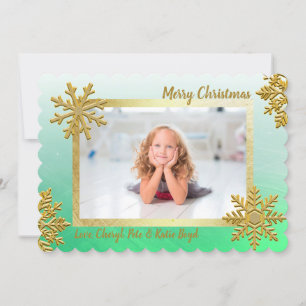 Classegold und Green Custom Foto Weihnachten Einladung