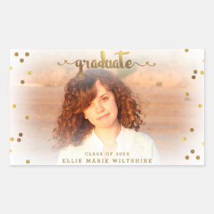 Classi Imitate Gold Foil Confetti Abschluss Foto Rechteckiger Aufkleber