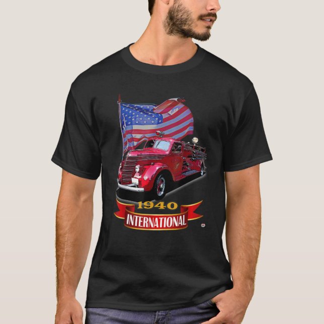 Classic1940 Internationaler Feuerwehrwagen mit Old T-Shirt (Vorderseite)