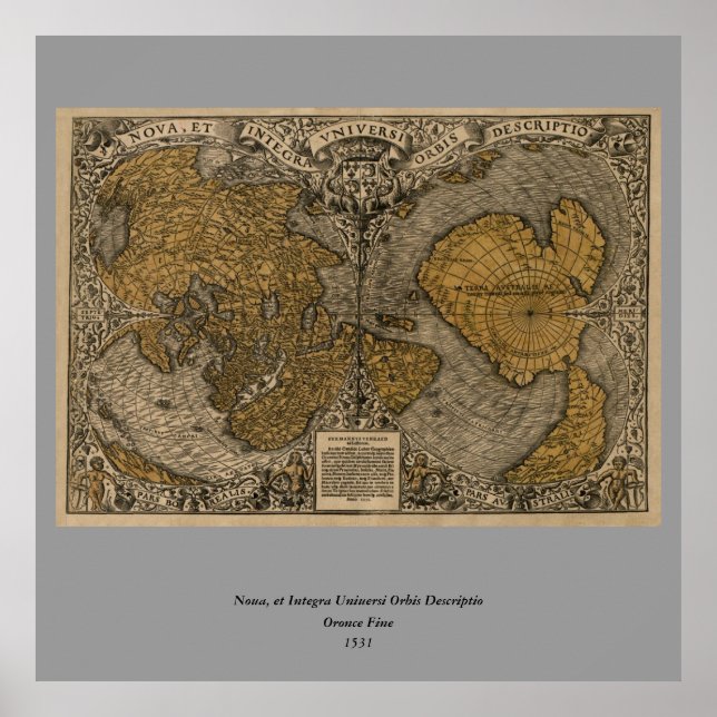 Classic 1531 Antique World Map by Oronce Fine Poster (Vorne)