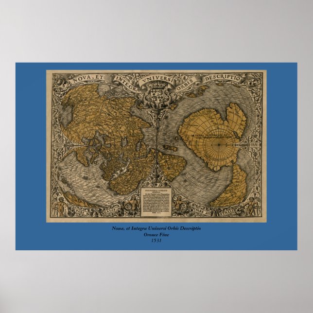 Classic 1531 Antique World Map by Oronce Fine Poster (Vorne)