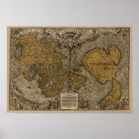 Classic 1531 Antique World Map by Oronce Fine